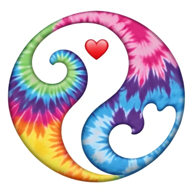 Tie dye ying yang with hearts as the opposite  sticker