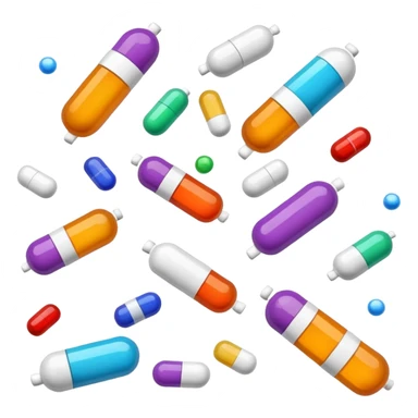 Medicine pills and capsules floating or flying in the air sticker