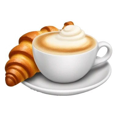 Cup of cappuccino with croissant sticker