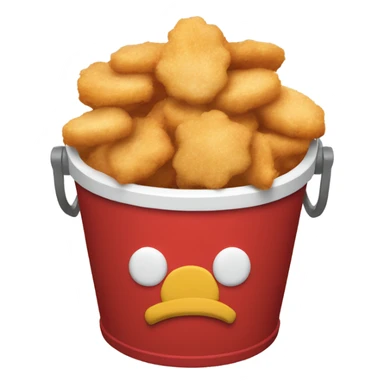 a bucket red and white like popcorn bucket, with chicken nuggets inside sticker