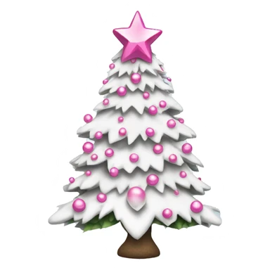White christmas tree with pink bows as ornanmenta sticker