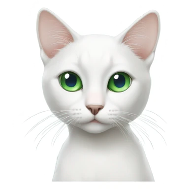 skinny white cat with one blue eye one green eye sticker