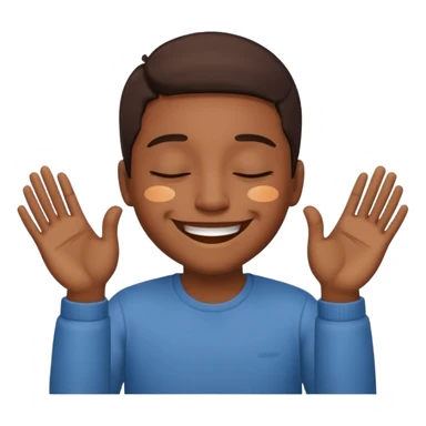 מישהו עם חיוך גדול עיניים סגורות וידיים באמצע ישרות  sticker