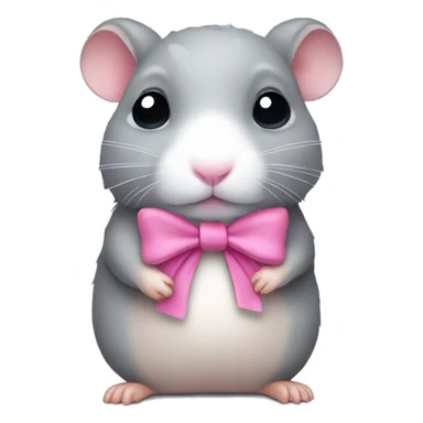 Sad grey hamster with pink bow  sticker