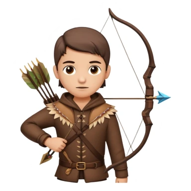 The classic hunter image with a bow and arrow on his back, dressed in brown with some animal made decorations sticker