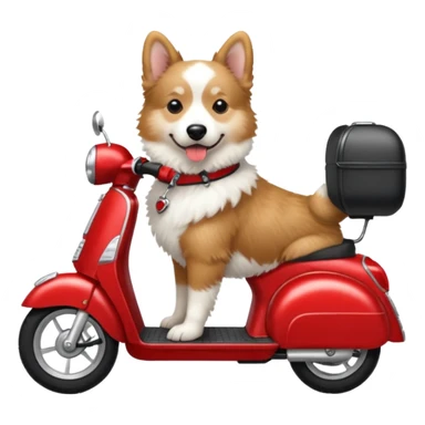 Chien blanc type Montagne sur un scooter rouge sticker