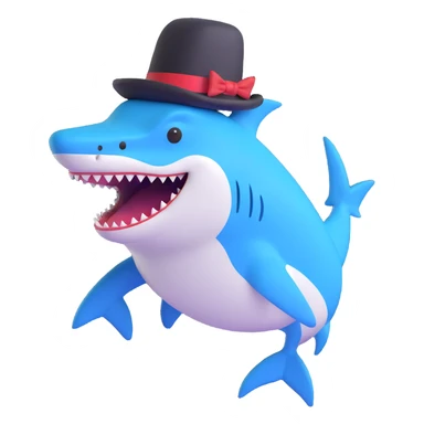 shark with a top hat sticker