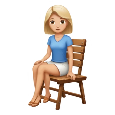 white woman in sport sitting down on a  wooden chair sticker