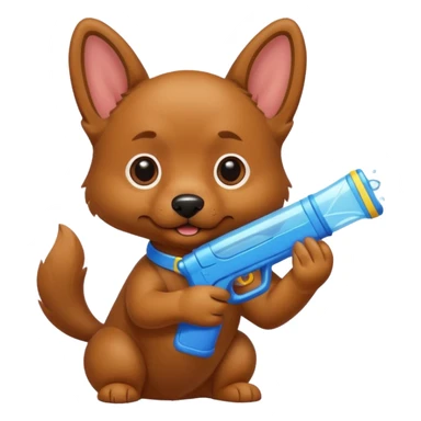 Dog with a water gun sticker