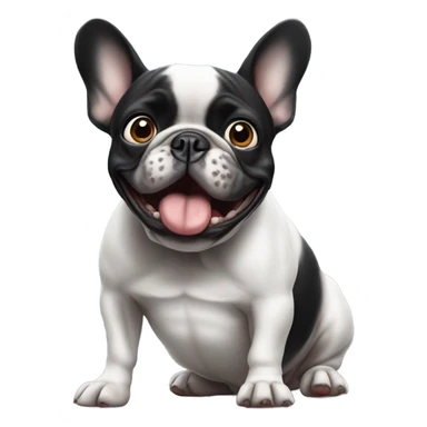 Black and white french bulldog letting out a stinky fart and scaring people around him sticker