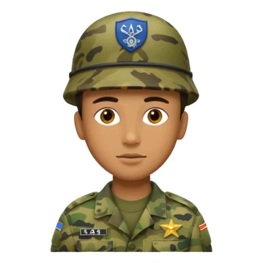 Soldaten in Tarnfarbe der salotiert und den SAS Buchstaben auf der Mütze und Uniform sticker