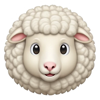 An emoji of a fluffy white sheep with its mouth open, making a 'meee' sound. Cute and cartoon-style, with soft wool texture and expressive eyes. Simple and playful design, resembling a classic farm animal emoji sticker