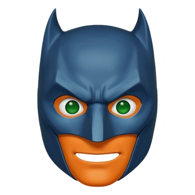 batman emoji with the mask is in blue, orange and green, the face, eyes are regular colors sticker
