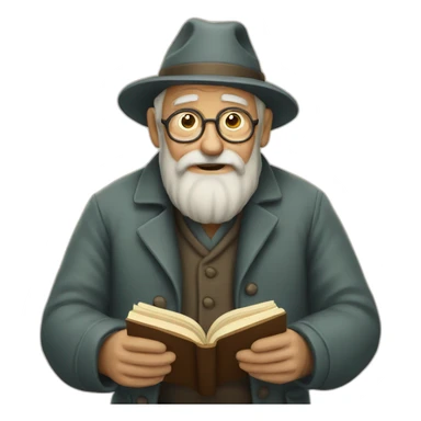 An old man read a book sticker