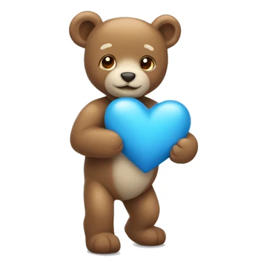 Corazón azul claro con osito sticker