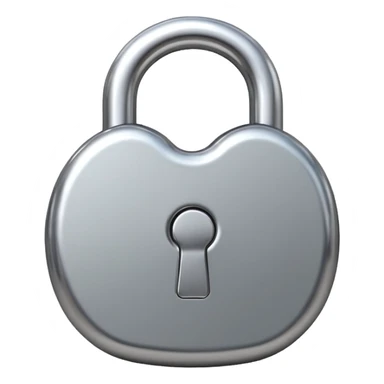 Chrome silver lock emoji, iOS emoji style, smooth metallic surface, rounded edges, reflective highlights, minimalistic sticker