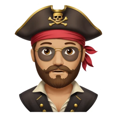 pirate captain eye pach beard sticker