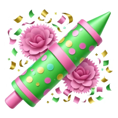 light green and light pink floral party poppers sticker