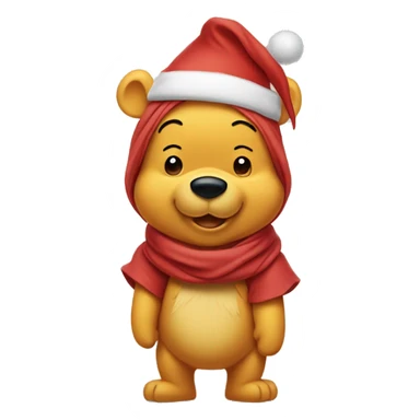 winnie the pooh with santa hat sticker
