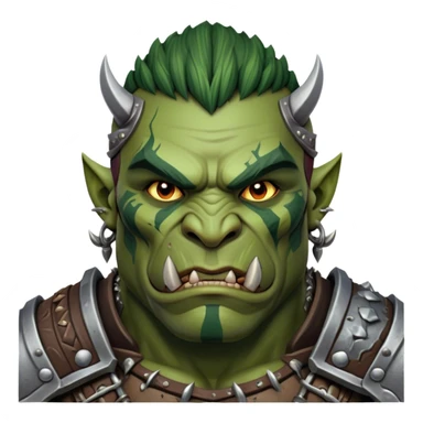 Cinematic Realistic WoW Orc Warrior Portrait, depicted with battle-scarred, rugged green skin and a powerful, muscular build that radiates primal strength. Clad in intricately detailed tribal armor accented with dark leather and iron embellishments in deep, earthy tones, his fierce eyes and determined expression exude honorable might. Rendered with lifelike texture and dramatic natural lighting, high shine, noble and formidable, capturing the essence of a legendary orc champion. sticker