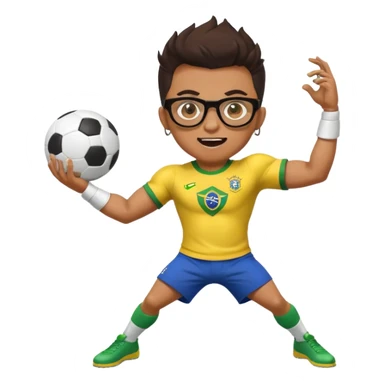 make an guy called pedro who is dancing with a football and playing brazzilian phonk and hee has glasses and is and make it look like hes listening to brazzilian phonk so it has a brazil flag and text saying phonk on it and give him demon laser eyes phonk demon tuff boii  sus phonk brazilo! sticker