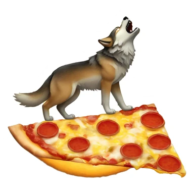 a wolf howling at the moon made of pizza sticker