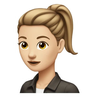 White girl with brown hair with a slick back ponytail sticker