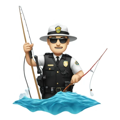 White Cop fishing in the ocean sticker