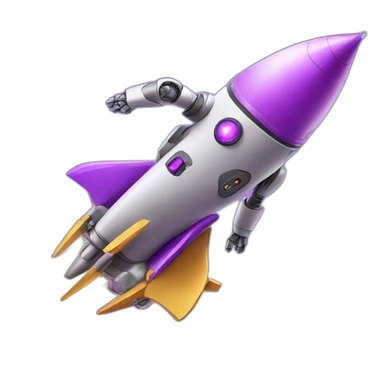 robot riding purple rocket sticker