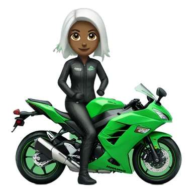 girl on green kawasaki ninja 650 sticker