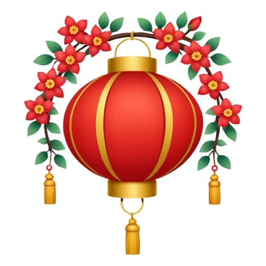 cute chinese red lantern with flowers sticker