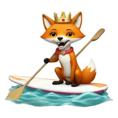 fox in a crown paddling on a sup board sticker
