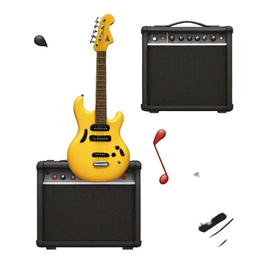  Musical notes in different forms with A small guitar amplifier sticker