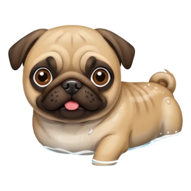 Pug  nadando sticker