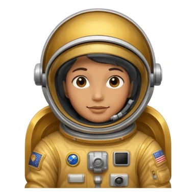 an astronaut without helmet and having golden suit sticker