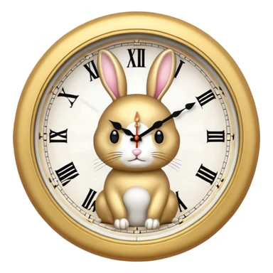 Gold bunny clock  sticker