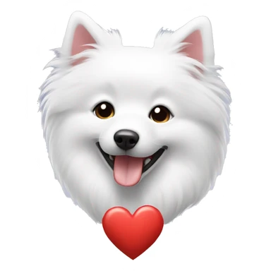 japanese spitz dog with heart sticker