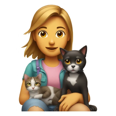 Girl with cat and dog sticker