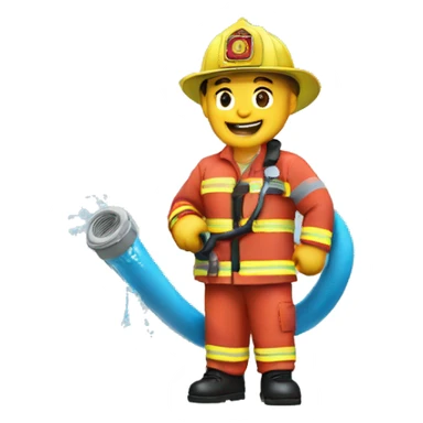 fire fighter holding water hose sticker