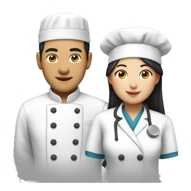 Male asian chef and a female asian nurse sticker