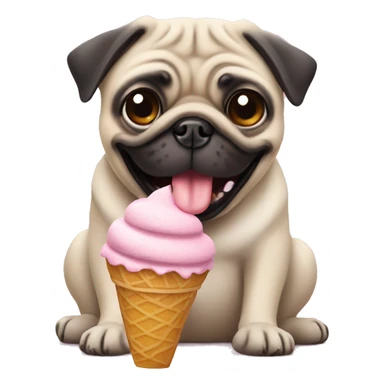 Pug eating an icecream sticker