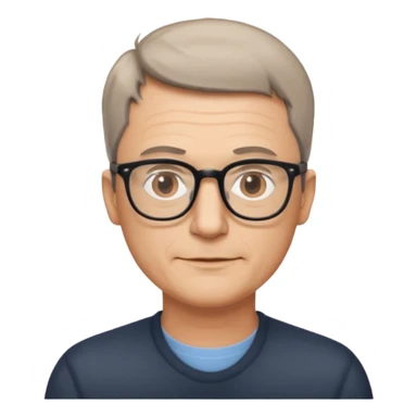 hombre, 50 años pelo poco rapado delgado con gafas sticker