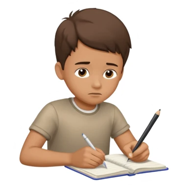 boy writing in a notebook sticker