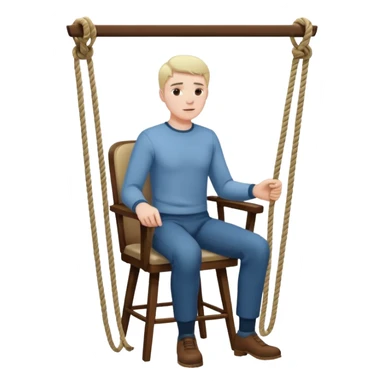 A man standing in the chair and looking at rope before going to suicide  sticker