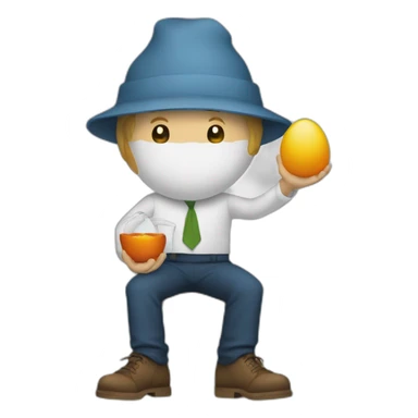 Homme avec un oeuf a la place de la tête sticker