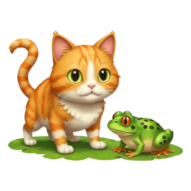 a cat walking a frog sticker