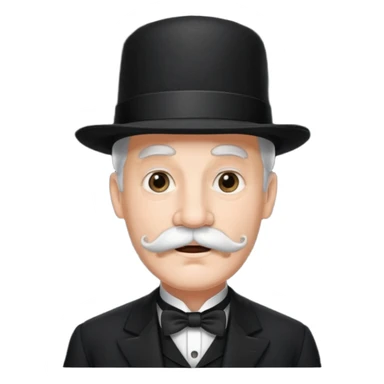 very big white moustachhe and typical 1900 black elegant clothes and hat . he is speaking sticker