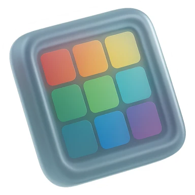 matte glass style 3D object with a colorful tile pattern visible inside sticker