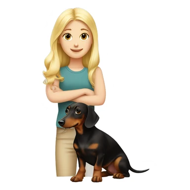 blonde girl with a black and brown dachshund ￼ sticker