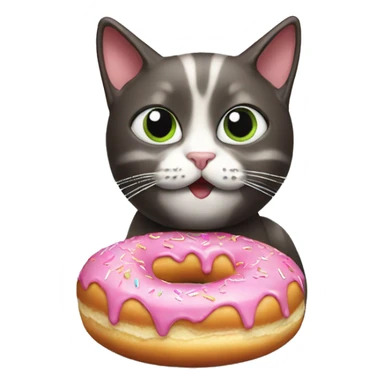 Cat eating donut sticker